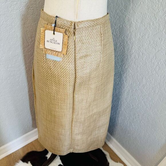 Antonio Melani The Style Bungalow Manana Raffia Midi Pencil Skirt, 12, Tan NWT‎ - Picture 6 of 15